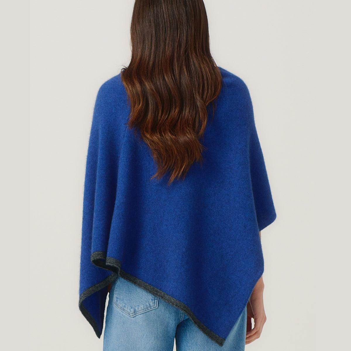Possum Contrast Trim Poncho