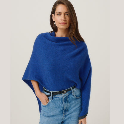 Possum Contrast Trim Poncho
