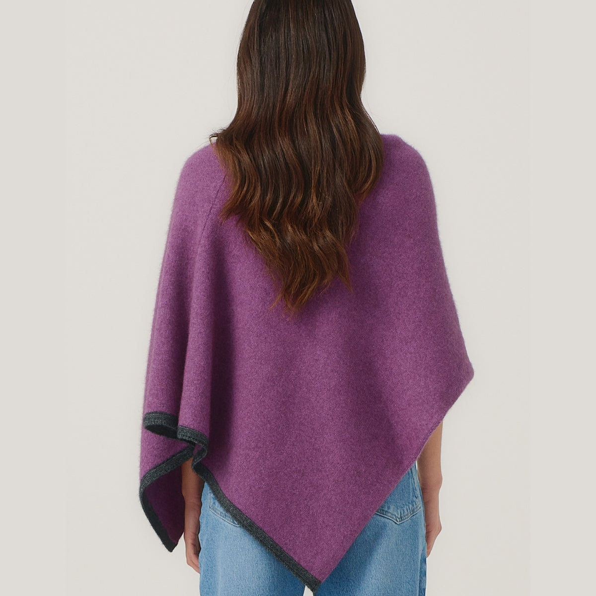 Possum Contrast Trim Poncho