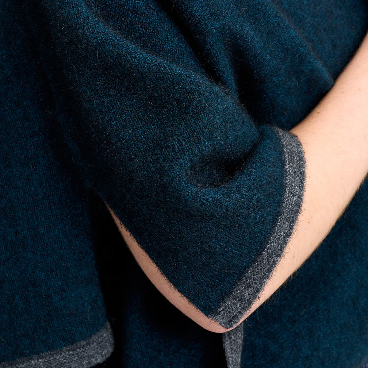 Possum Contrast Trim Poncho
