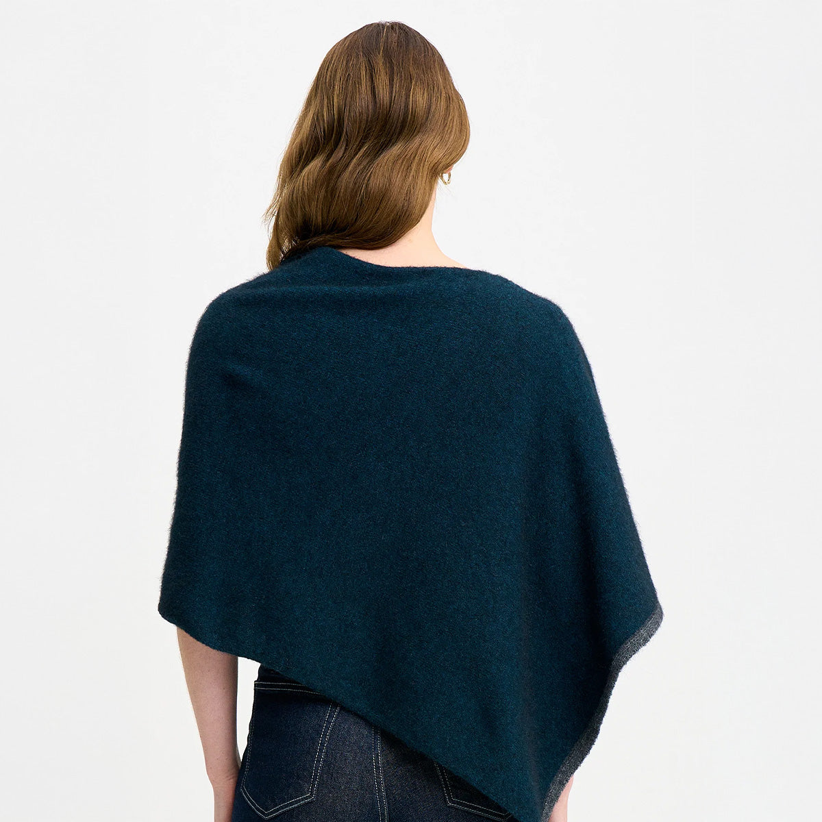 Possum Contrast Trim Poncho