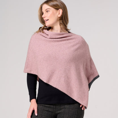 Possum Contrast Trim Poncho