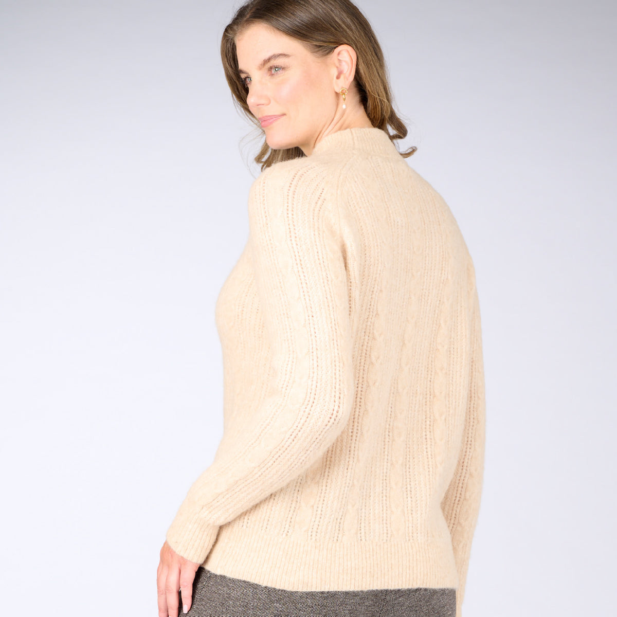 Alpaca Wool Blend Pullover With Cables