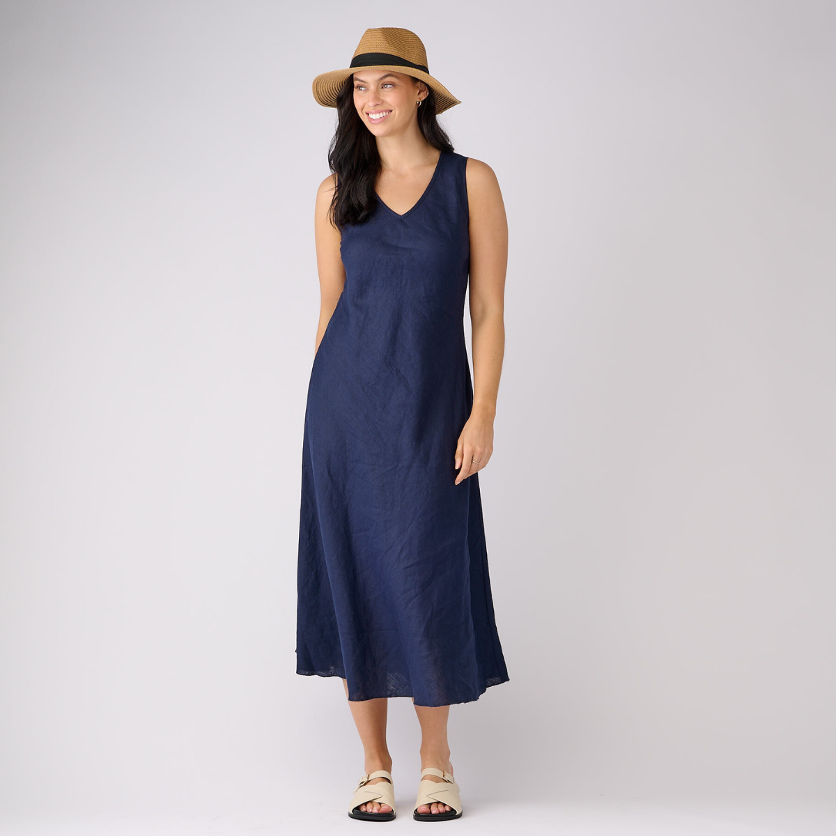 Linen Bias Cut Maxi Dress