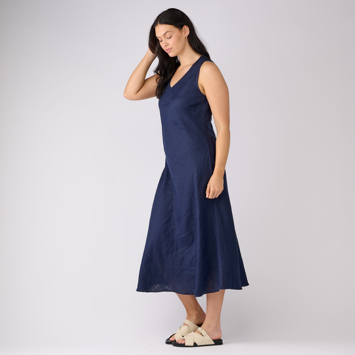 Linen Bias Cut Maxi Dress