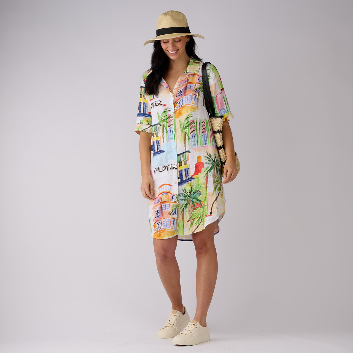 Linen Printed Shirtmaker Dress