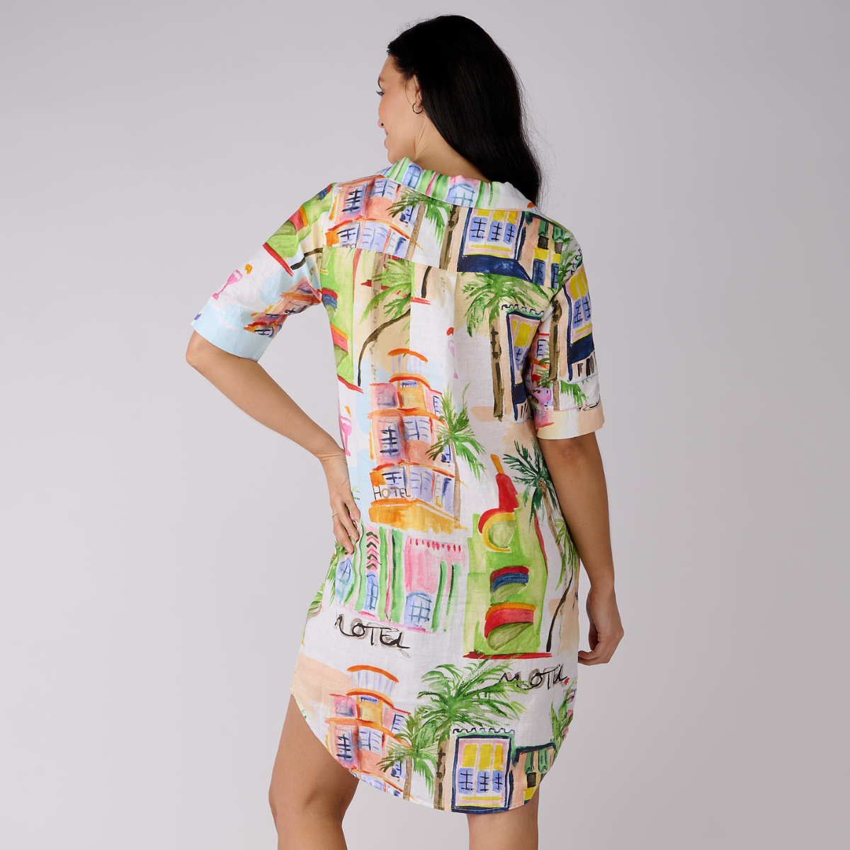 Linen Printed Shirtmaker Dress