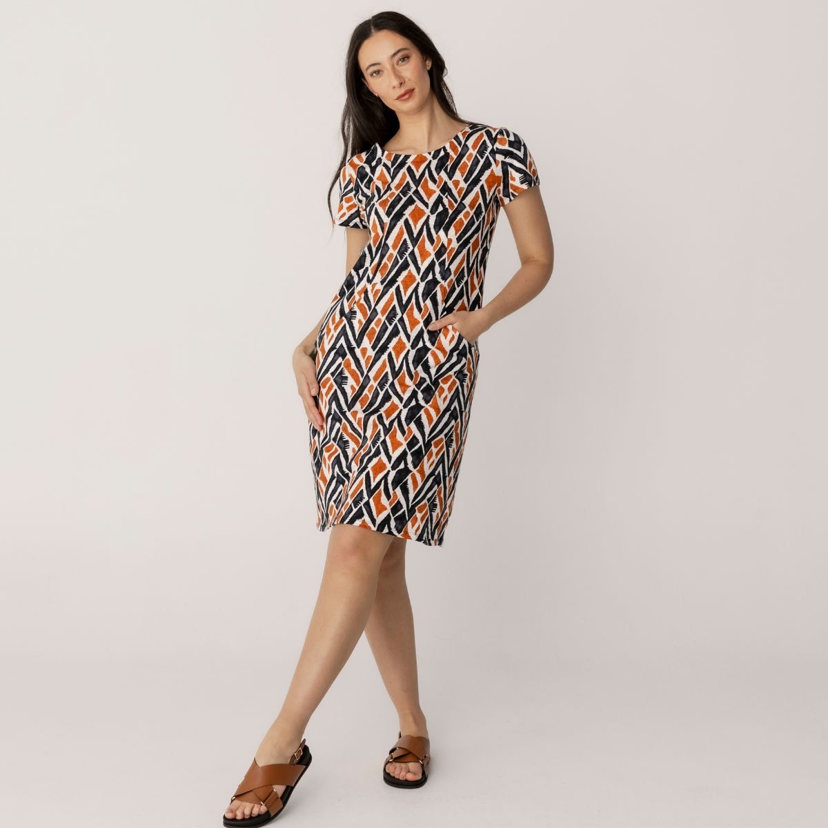 Printed Cotton Slub Jersey Dress