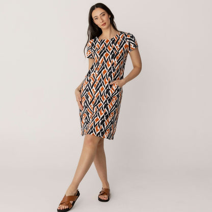 Printed Cotton Slub Jersey Dress