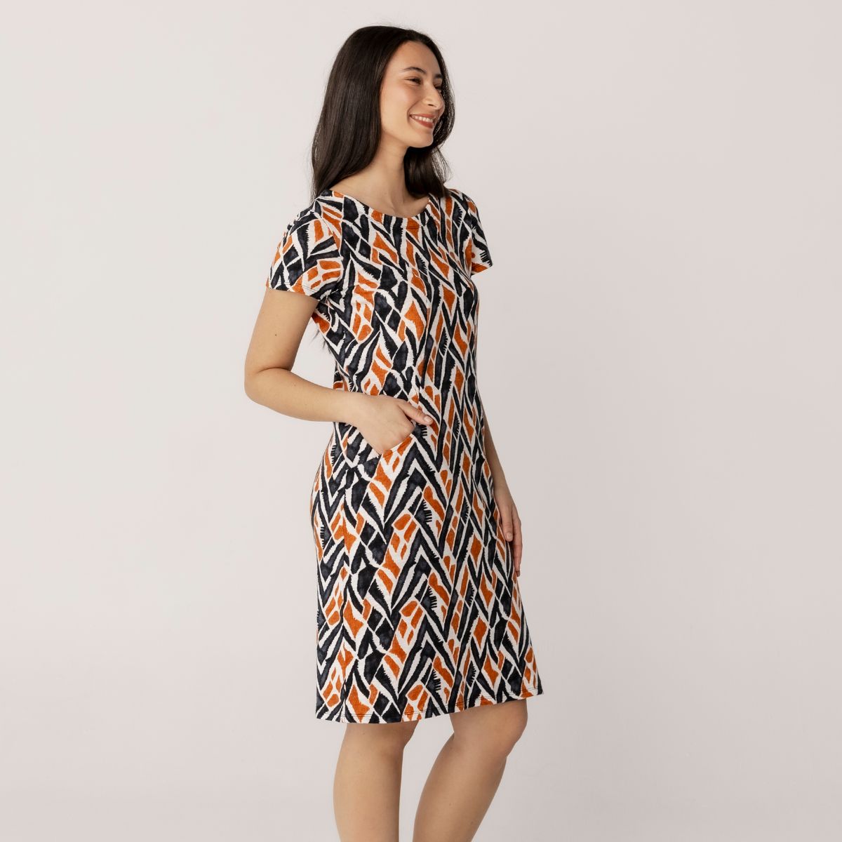 Printed Cotton Slub Jersey Dress