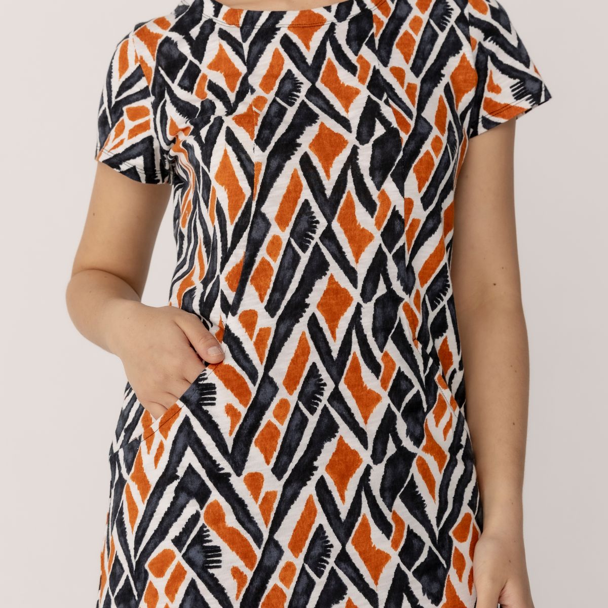 Printed Cotton Slub Jersey Dress