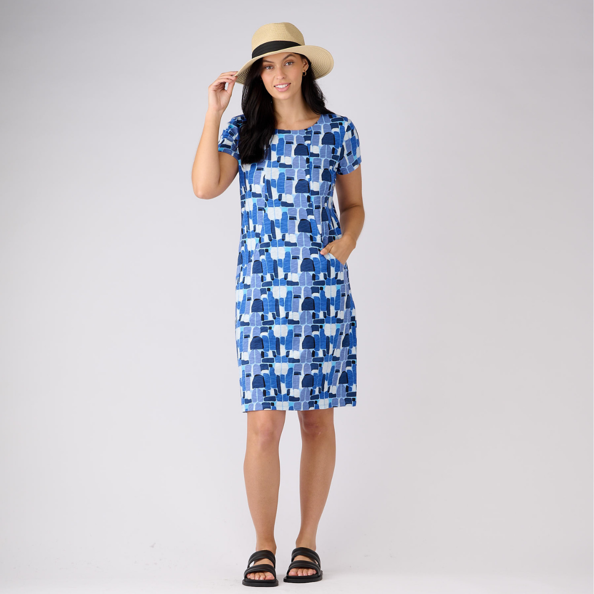 slub jersey dress Solid Slub Jersey & Cotton Gauze Mini Dress