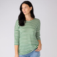 Linen Jersey Narrow Stripe 3/4 Sleeve Top