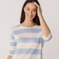 Linen Jersey Stripe 3/4 Sleeve Top
