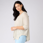 Linen Cotton 3/4 Sleeve V Neck Swing Top