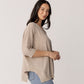 Linen Cotton 3/4 Sleeve V Neck Swing Top