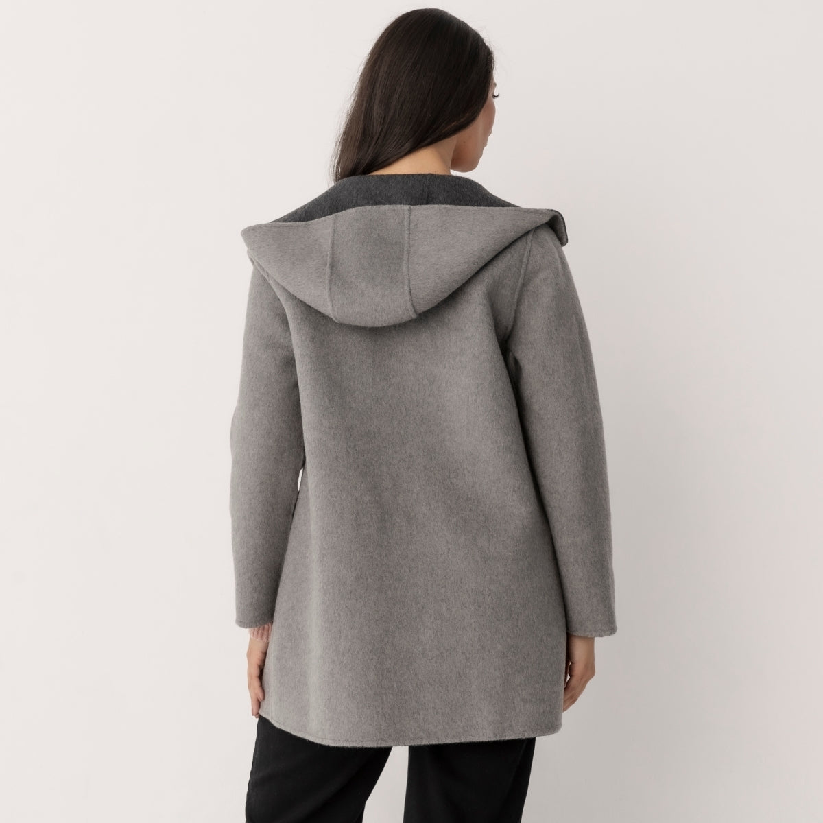 Wool Blend Reversible Hooded Coat