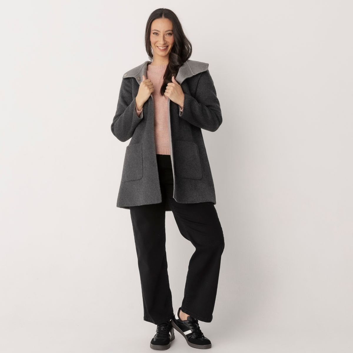 Wool Blend Reversible Hooded Coat