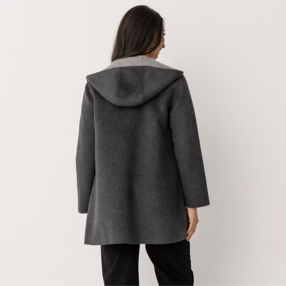 Wool Blend Reversible Hooded Coat