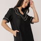 100% Linen Embroidery Trim Dress