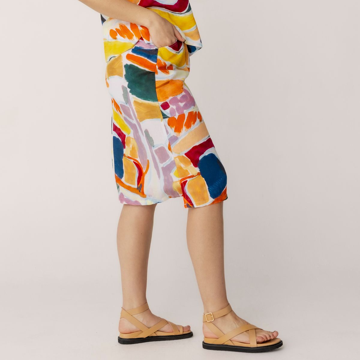 Tencel Linen Printed 2 Pocket Skirt