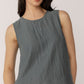 Rayon Nylon Linen Button Back Shell Top