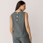 Rayon Nylon Linen Button Back Shell Top