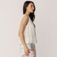 Rayon Nylon Linen Button Back Shell Top