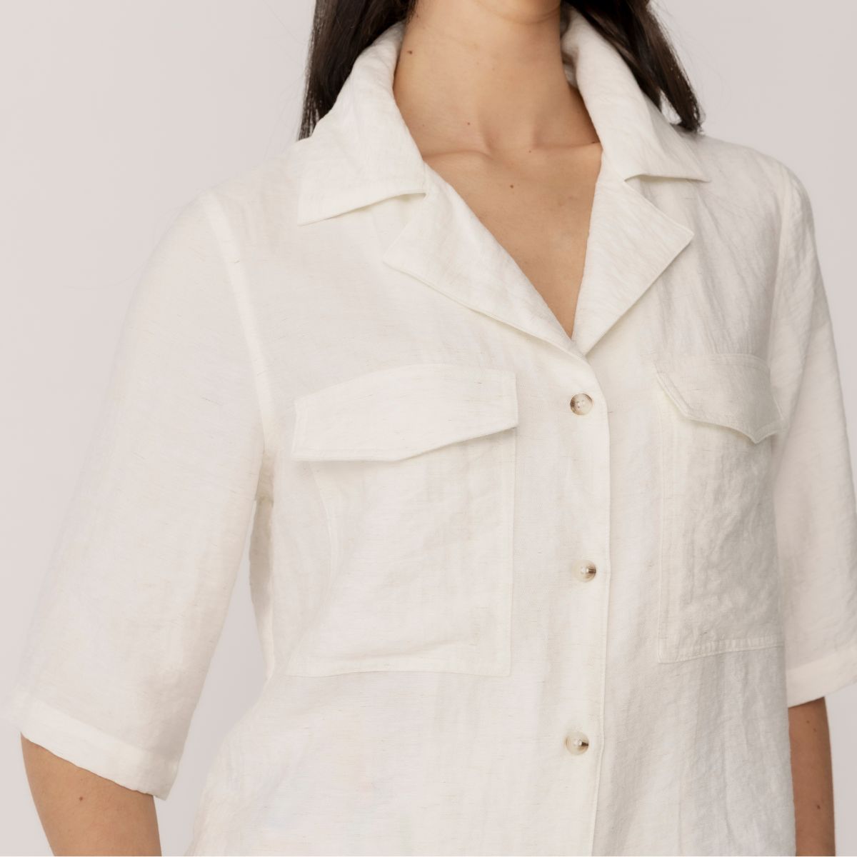 Rayon Nylon Linen Pocket Shirt