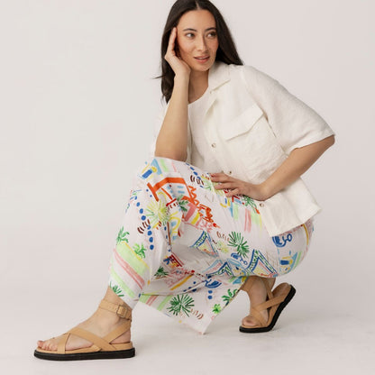 100% Linen High Waisted Wide Leg Pants