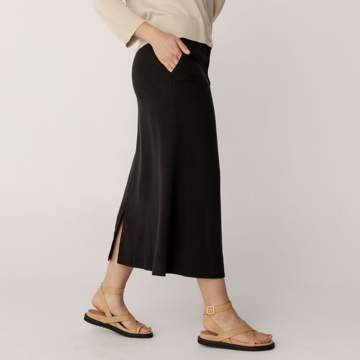 Linen Blend A-Line Skirt