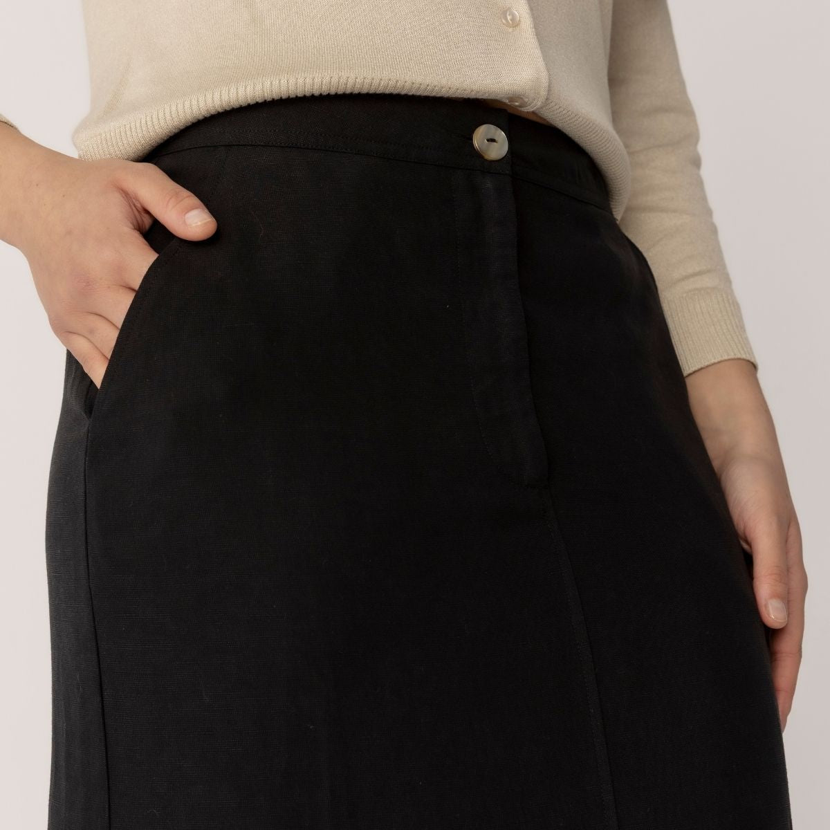 Linen Blend A-Line Skirt