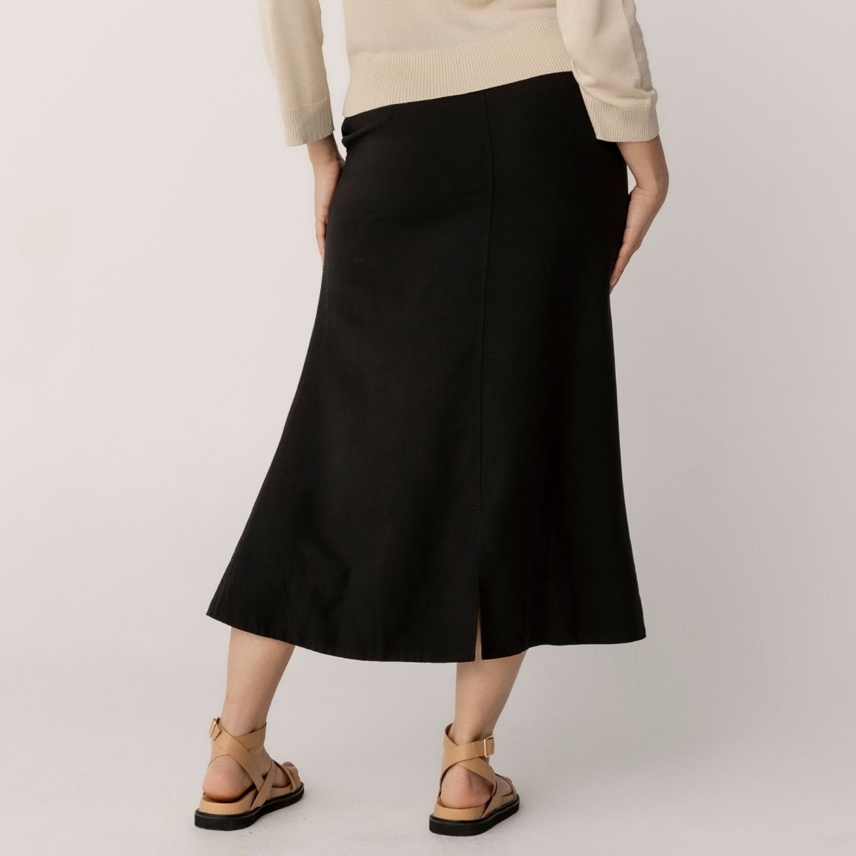 Linen Blend A-Line Skirt