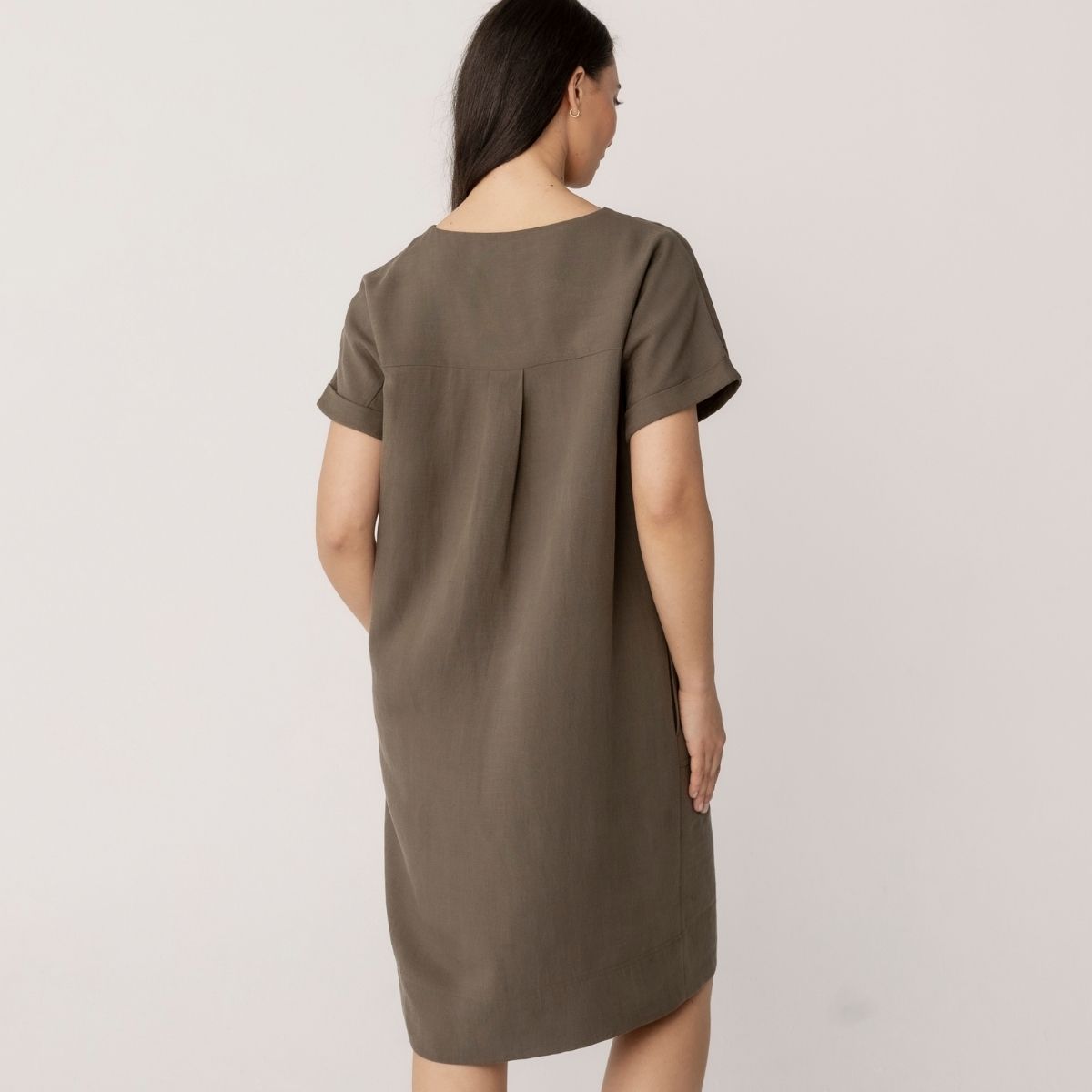 Linen Blend V-Neck Dress