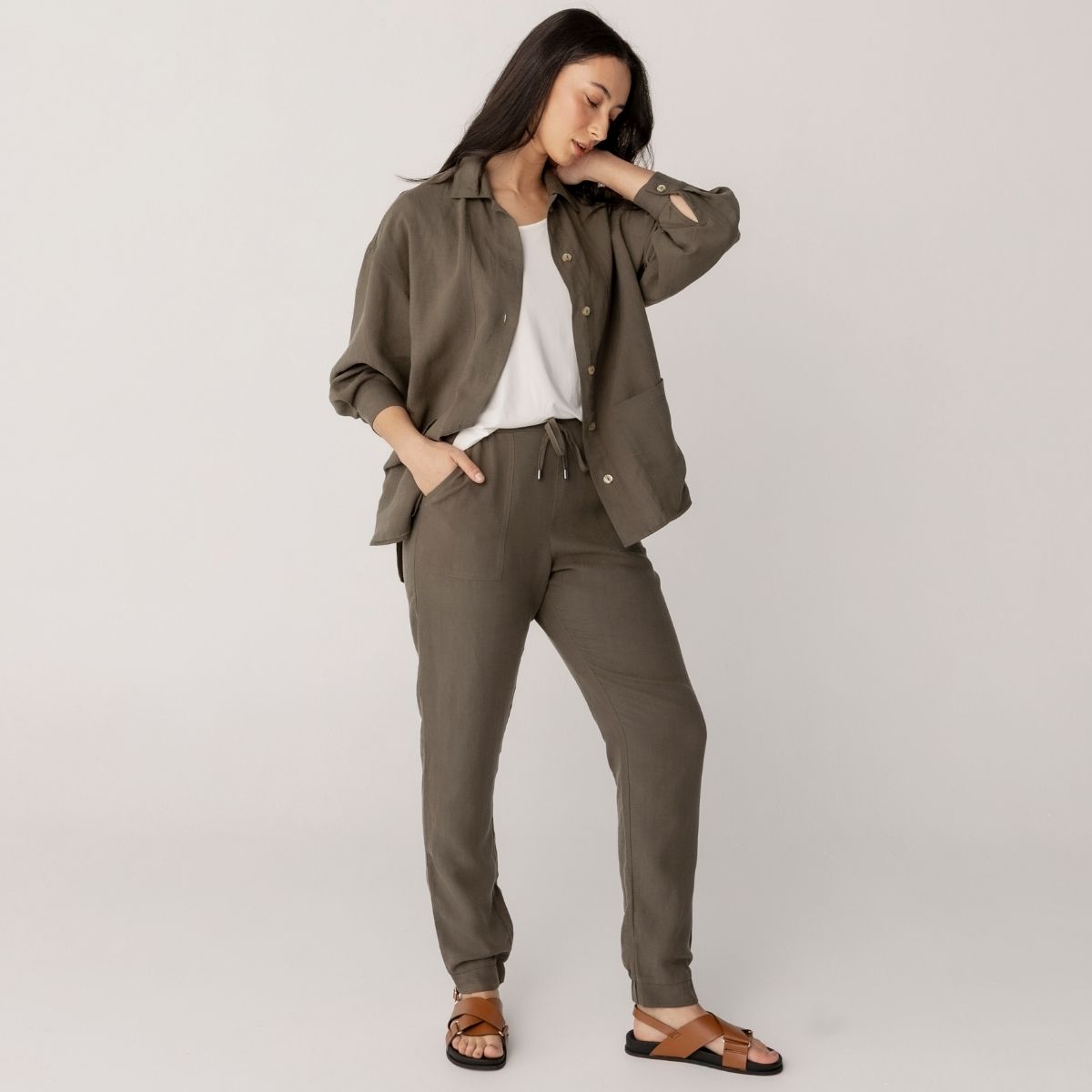 Linen Blend Cargo Pants