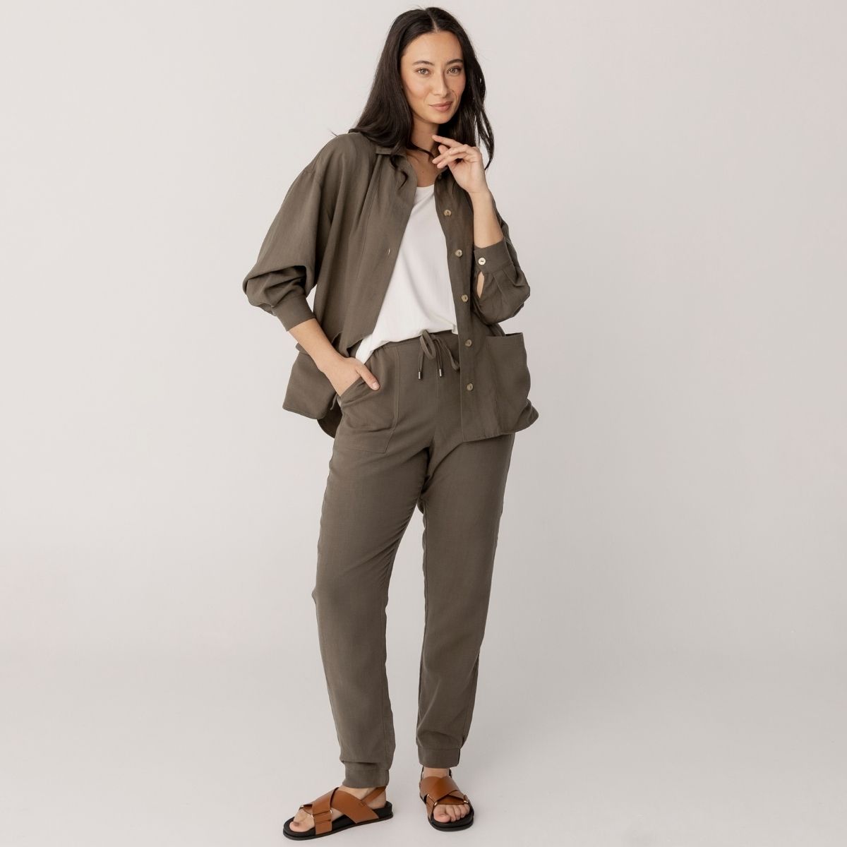 Linen Blend Shirt Jacket