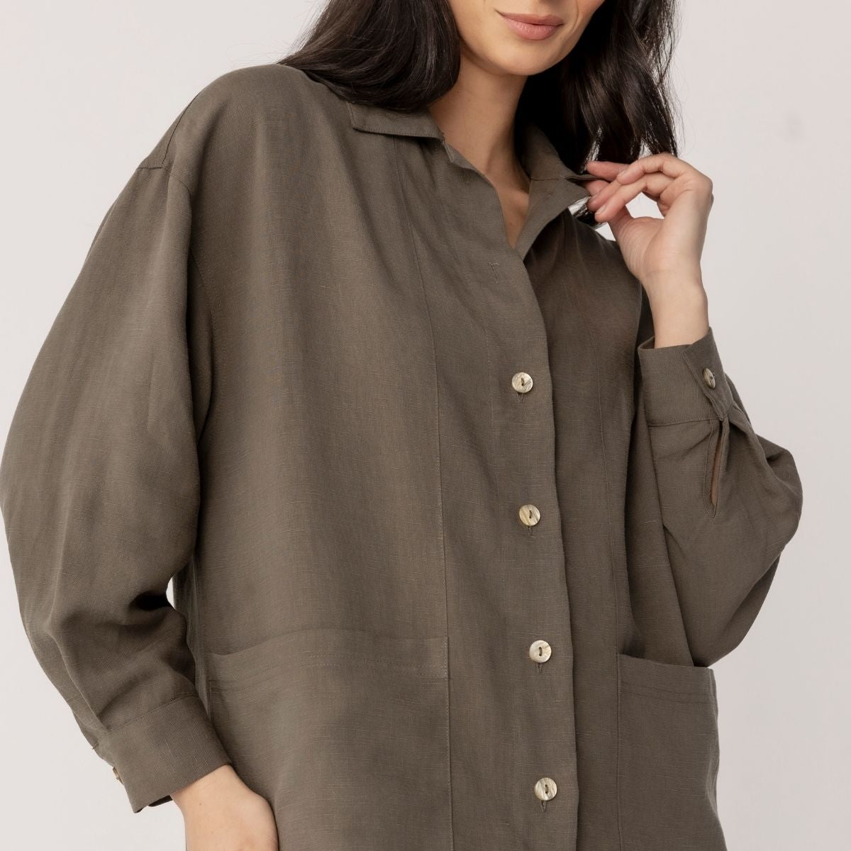 Linen Blend Shirt Jacket