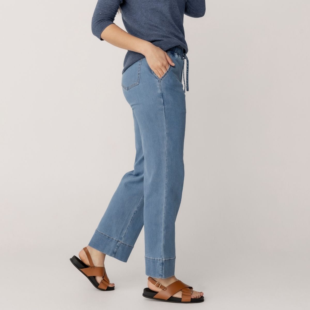 Relaxed Wide Leg Denim Pants