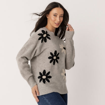 Lambswool Relaxed Fit Flower Jumper