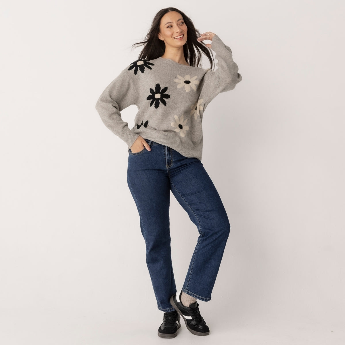 Lambswool Relaxed Fit Flower Jumper