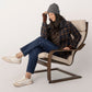 Wool Blend Reversible Funnel Coat Check