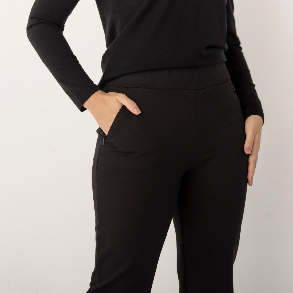 Straight Leg Ponti Zip Detail Pants