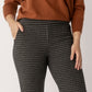 Straight Leg Jacquard Zip Detail Houndstooth Pants