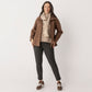 Slim Leg Jacquard Zip Detail Mini Check Pants