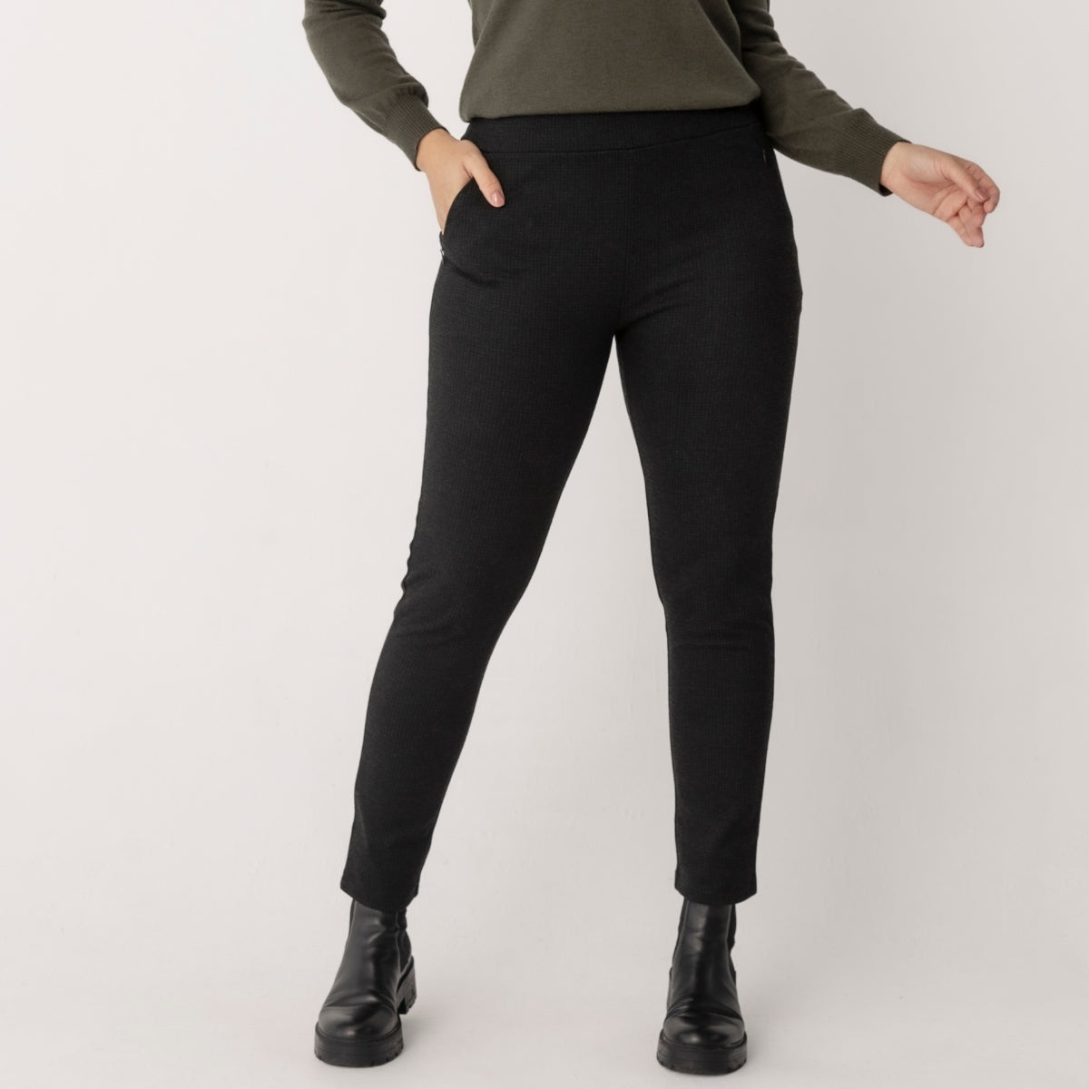 Slim Leg Jacquard Zip Detail Pants