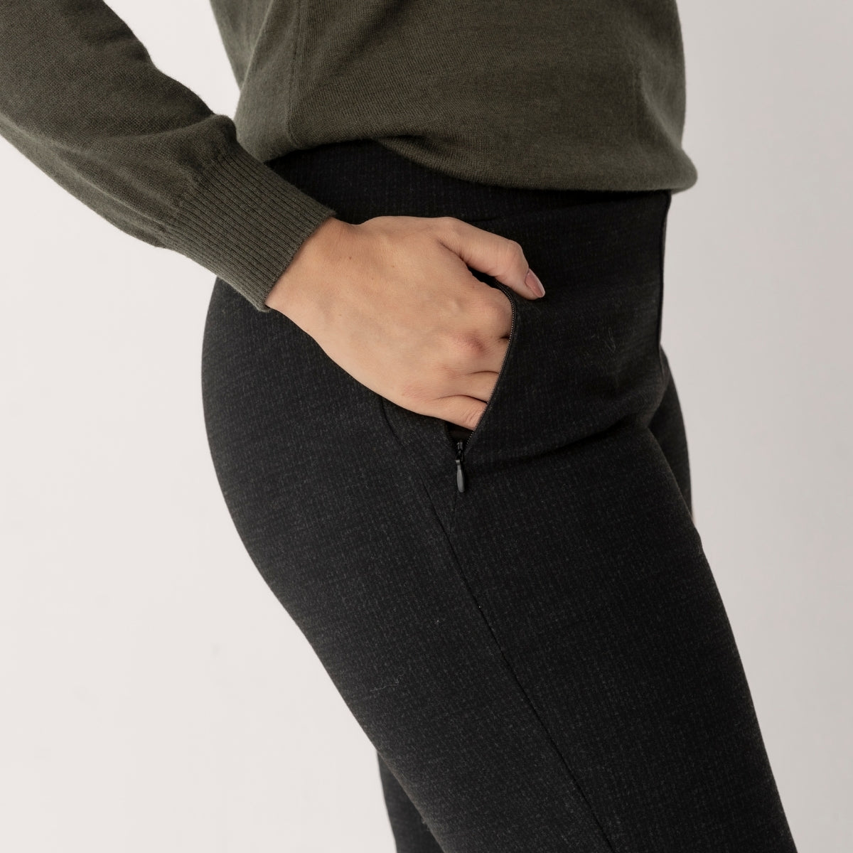 Slim Leg Jacquard Zip Detail Pants