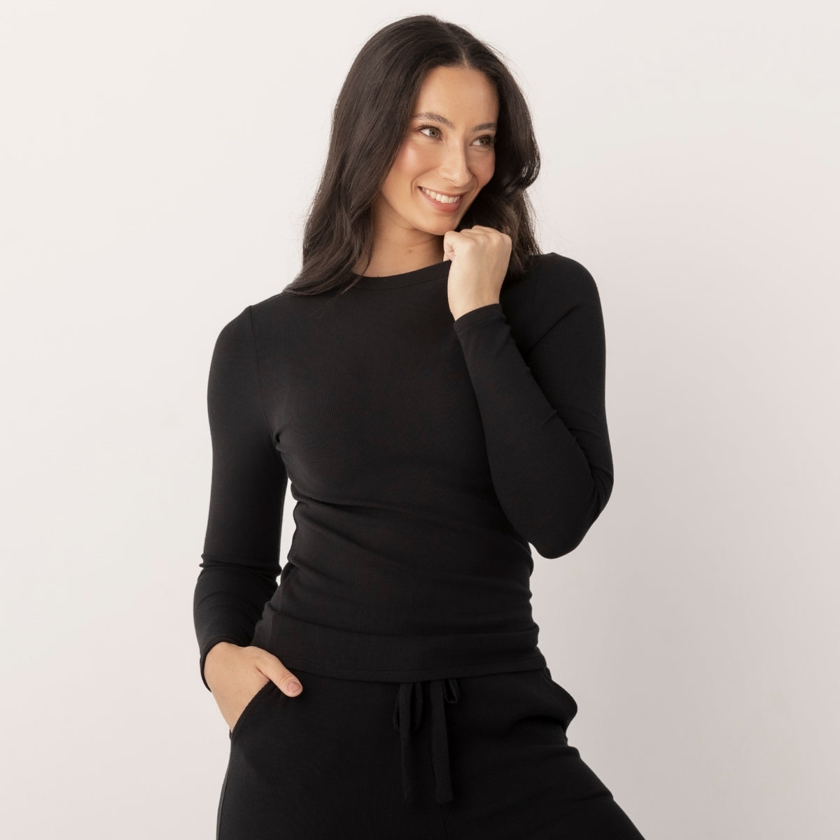 Bamboo Ribbed Long Sleeve Top