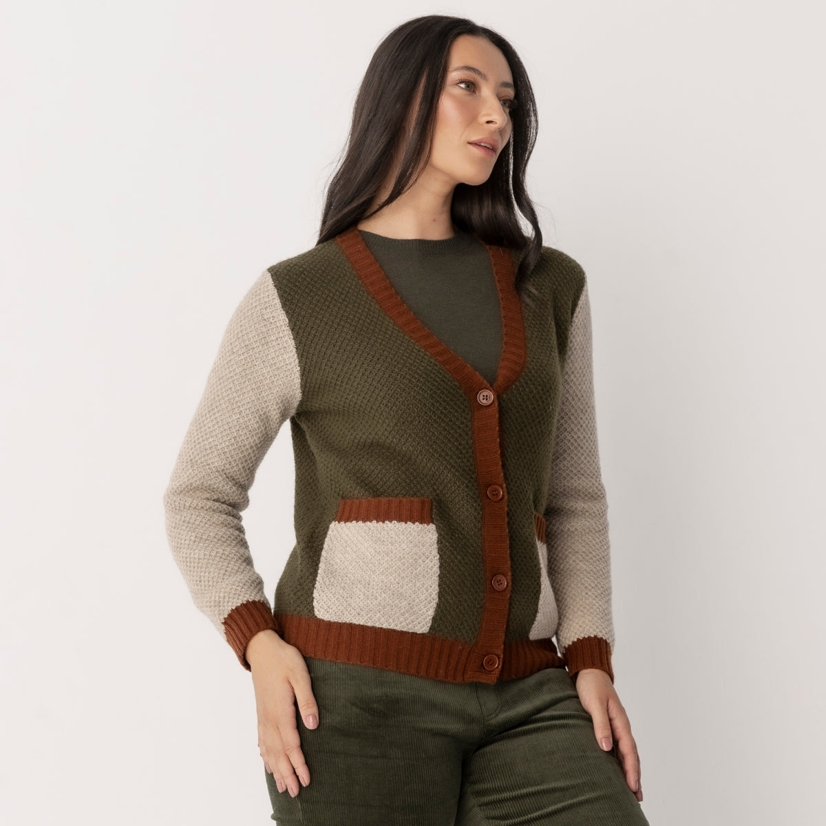 Spliced Moss Stitch Cardigan