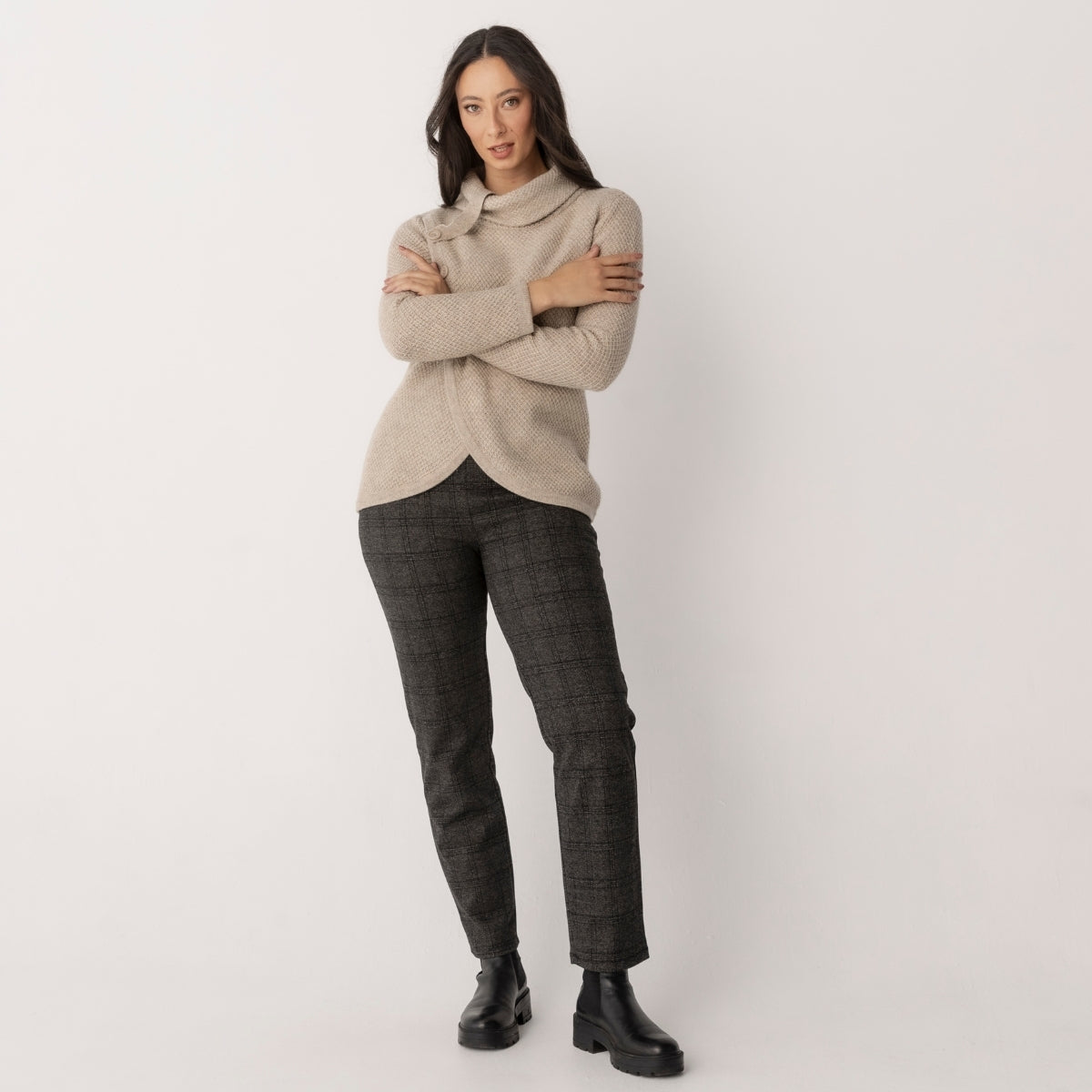 Moss Stitch Cowl Neck Jumper