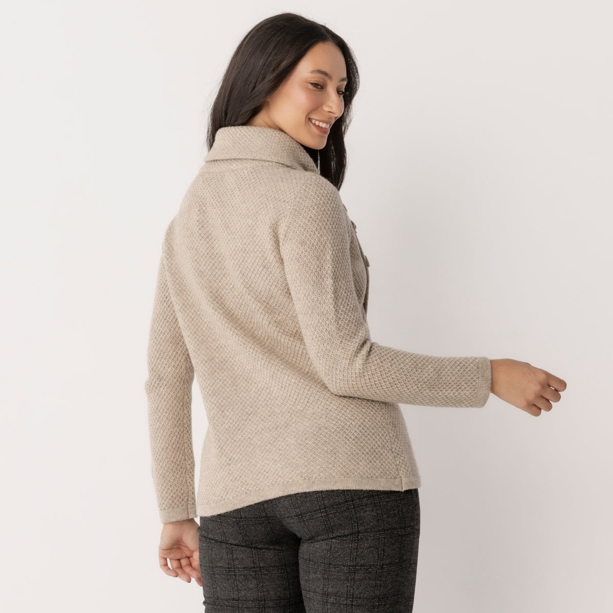 Moss Stitch Cowl Neck Jumper